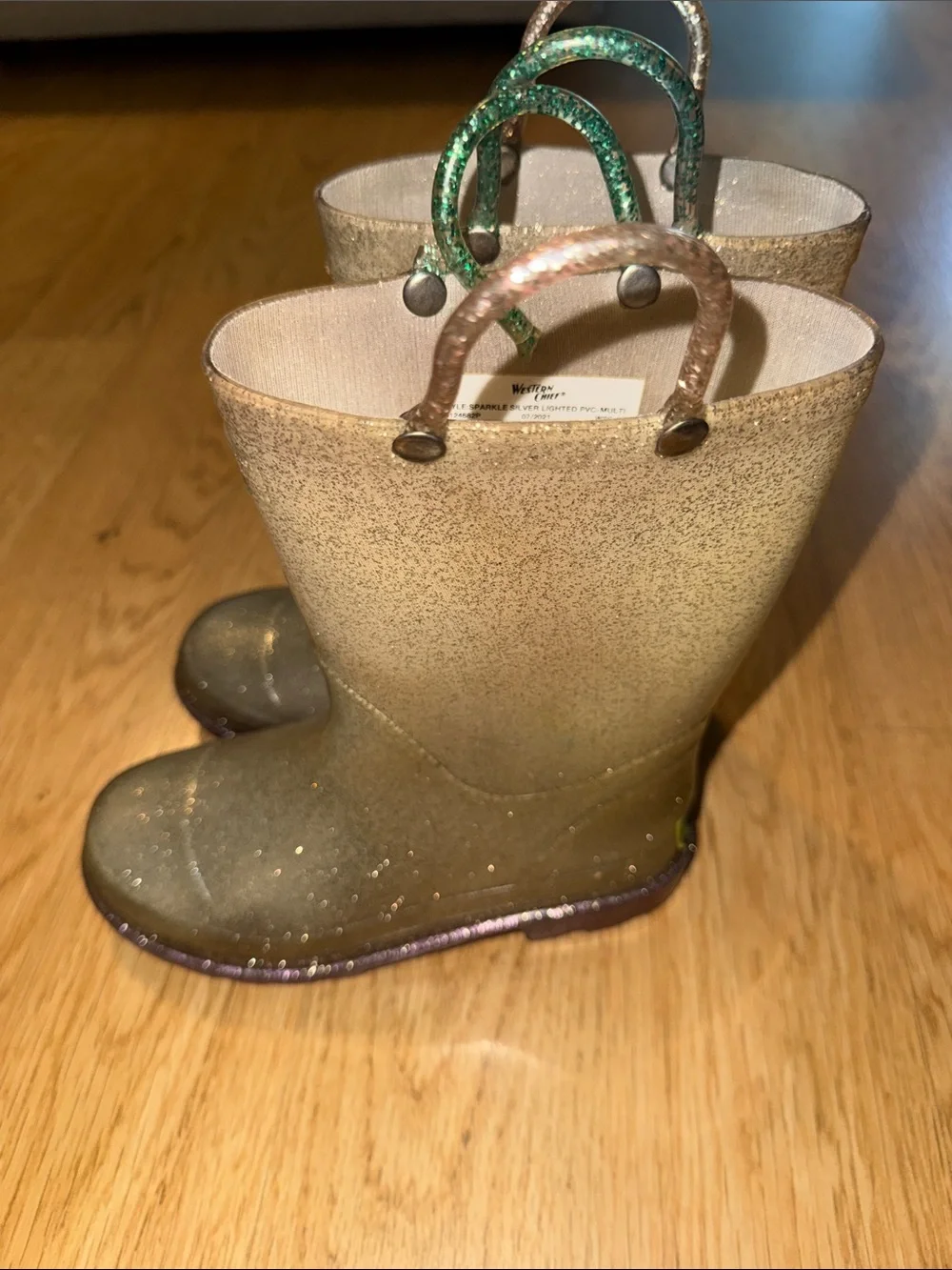 Kids Glitter Pull-On Rain Boots
